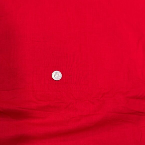 Vintage Christmas Tree Skirt Poinsettia Embroidery Green Red Velvet 40" Diameter - Picture 10 of 13